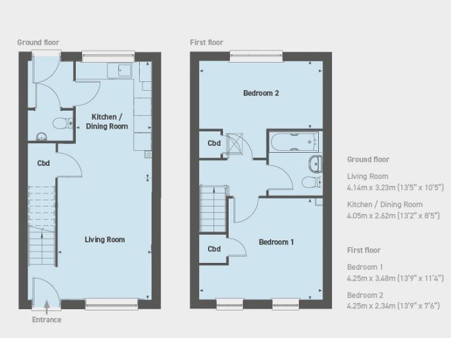 Floor plan, 2 bedroom house  - artist's impression subject to change